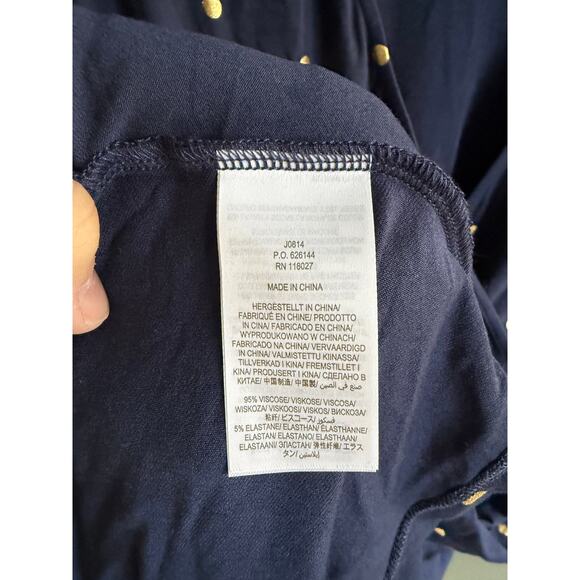 BODEN sz 8 UK 4 US navy, and gold polkadot faux wrap dress EUC - Picture 5 of 5